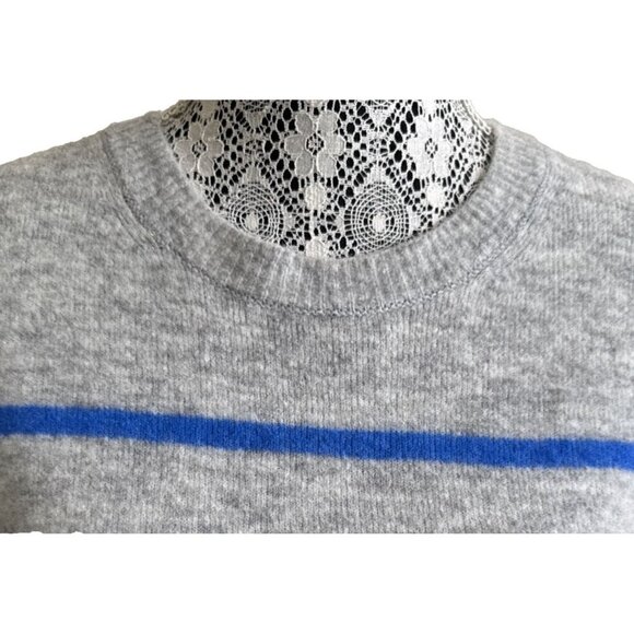 Banana Republic Sweater Women's Medium Gray Blue Striped Classic Casual Crewneck - Picture 7 of 13